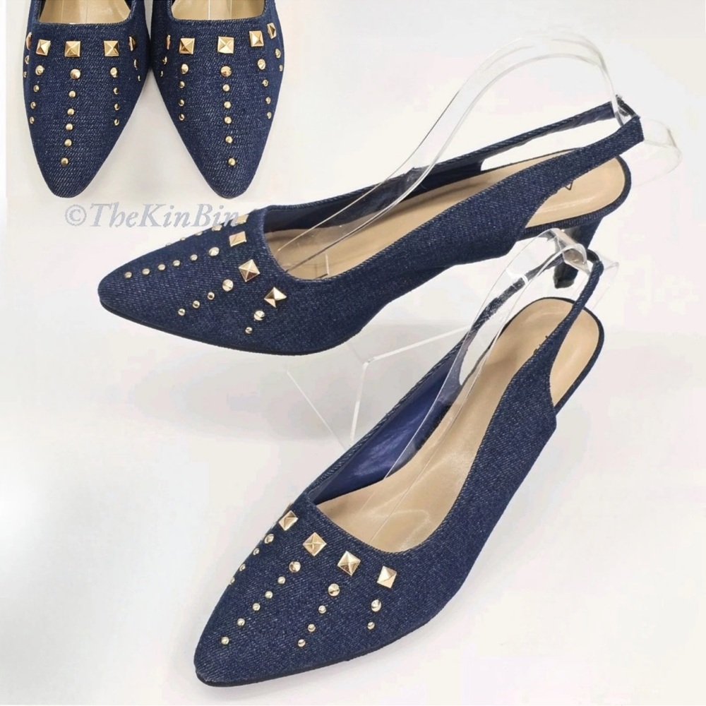 Ashro Cheryl Indigo
Denim Blue Gold Studded Dress
Pumps/Heels